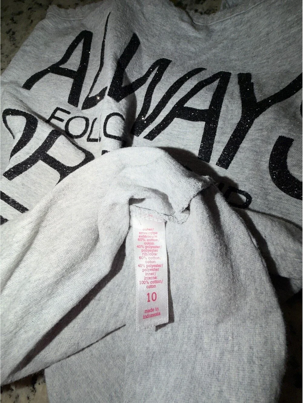 Girls Size 10 Justice Gray Glitter Always Follow Your Dreams Tank Top